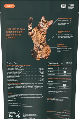 Miniatura 14 de VetriScience Laboratories GlycoFlex 3, Suplemento para cadera y articulaciones de gatos, 60 pastillas de tamaño masticable