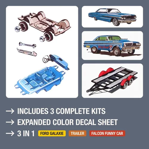 Miniatura 3 de AMT Cal Drag Combo 1964 Galaxie, AWB Falcon & Trailer Kit de modelo a escala 1:25