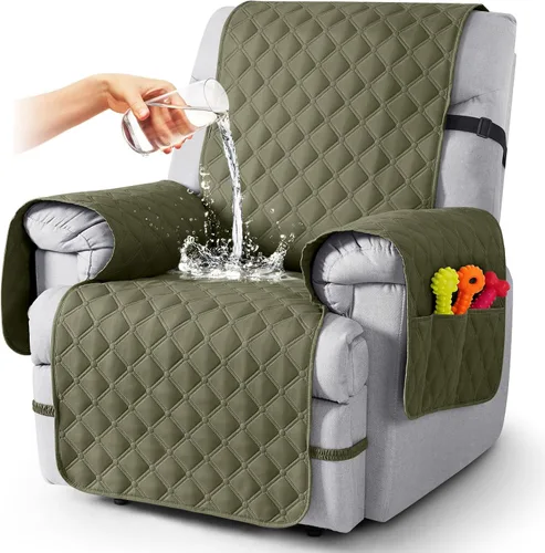 Miniatura 45 de TAOCOCO Fundas reclinables 100% impermeables, con correas para las piernas, funda de sofá reclinable reversible para silla reclinable, protector