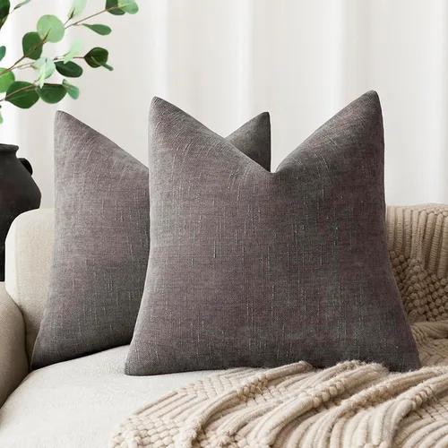 Miniatura 45 de Foindtower - Paquete de 2 fundas de almohada decorativas, cuadradas, cómodas, unicolor, suaves, lumbares, estilo rústico neutro, para sofá, sillón