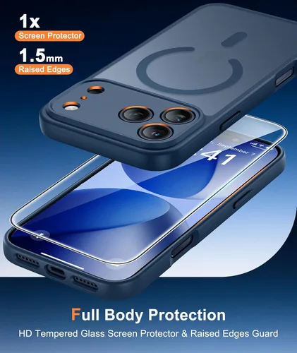 Miniatura 113 de FNTCASE Funda para iPhone 17 Pro: Fundas delgadas translúcidas de color azul claro compatibles con MagSafe, protección completa de la cámara