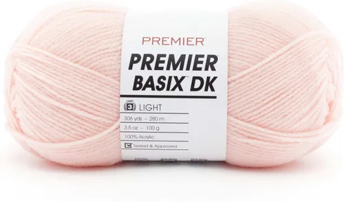 Premier Yarns Basix Hilo DK, hecho de acrílico, hilo ideal para ganchillo y tejido, lavable a máquina, rosa camafeo, 3.5 onzas, 306 yardas Rosa Cameo