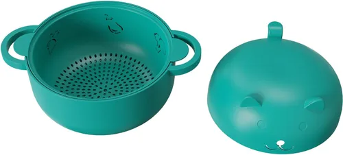 Miniatura 5 de Taza de ramen de 68 onzas para microondas, olla para fideos, vaporera para cocinar alimentos y verduras con colador removible, verde Sin BPA