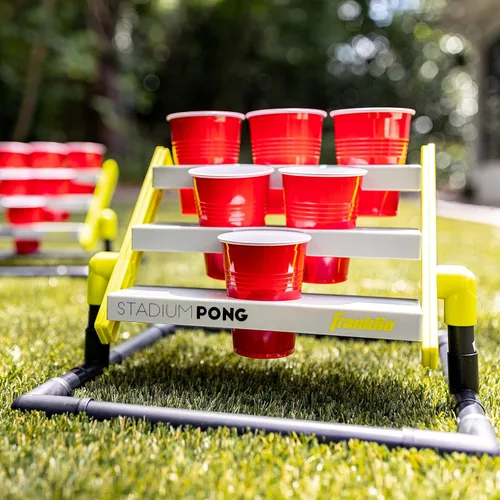 Miniatura 4 de Juego de pong de copas del estadio Franklin Sports - Juego grande de pong de 6 copas con copas + soporte - Divertido juego de patio trasero
