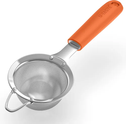 Miniatura 15 de U-Taste Colador pequeño de malla fina: 18/8 de acero inoxidable, 8,5 cm, 30 malla, colador de cocina de malla fina con asa de silicona remachada (4)