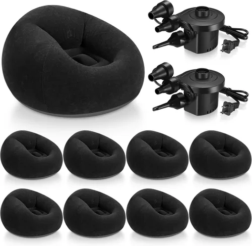 Miniatura 28 de Realspring 6, 9, 12 piezas de puf inflables para adultos con bomba de aire eléctrica, sofá plegable portátil inflable para acampar nocturno de cine