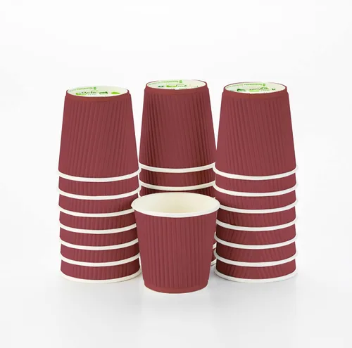 Miniatura 20 de Vasos de café de papel aislado de pared corrugada, 12 onzas, 12 onza, Negro