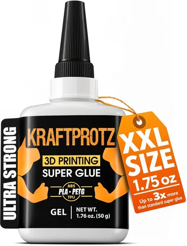 Súper pegamento en gel para impresora 3D – XXL 50g / 1.76oz de fuerza industrial – Se adhiere a PLA, ABS, PETG, TPU y Nylon – Extrafuerte,