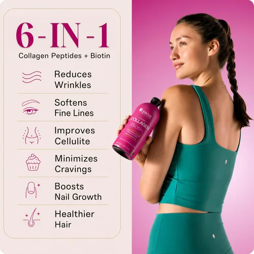 Miniatura 2 de Zena Nutrition Colágeno líquido para mujeres, con biotina, suplemento para el cabello, la piel y las uñas [30 porciones] 2500 mg de péptidos