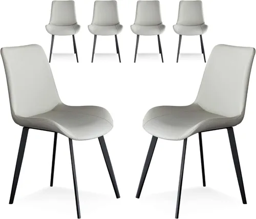 Miniatura 15 de seonyou Juego de 4 sillas de comedor de piel sintética negra para cocina, comedor, cómoda silla moderna de mediados de siglo con patas de metal
