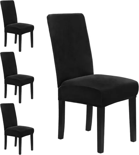 Miniatura 21 de MOSAYT Juego de 2 fundas elásticas de terciopelo para sillas de comedor, fundas suaves con tela extraíble gruesa para sillas Parsons, protectores