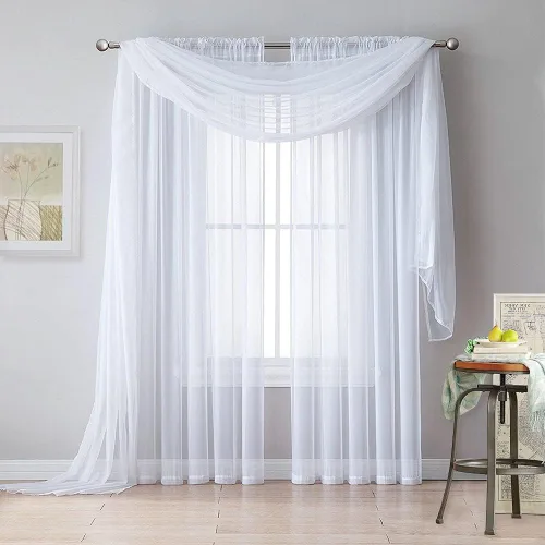 Miniatura 4 de RYB HOME Tela drapeada para arco de boda, 2 paneles de cortinas transparentes de gasa para exteriores, cortinas de telón de fondo verticales