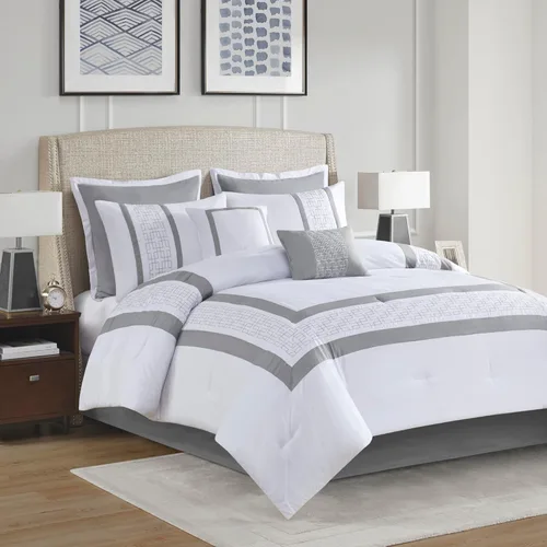 Miniatura 9 de 510 DESIGN Juego de edredón tamaño Queen, edredones estilo hotel para cama de tamaño Queen, con bordes bordados y piezas para todas las estaciones
