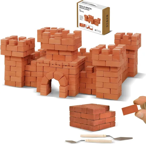Knight Bricklayer - Juego de construcción de ladrillo y mortero de arcilla, mini ladrillos y bloques de cemento, kit de mini casa de bricolaje,