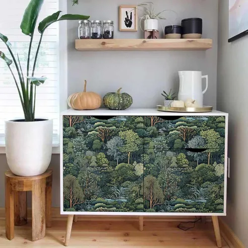 Miniatura 5 de 18"x236" Papel Tapiz Naturaleza Bosque Árboles Ríos Despegar y Pegar Autoadhesivo Removible Papel de Contacto Adherible Fácil de Despegar Papel