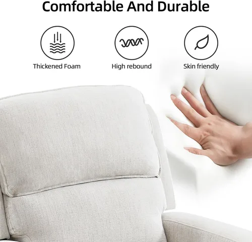 Miniatura 5 de EBELLO Juego de sofá reclinable manual para sala de estar, sofá reclinable de tela suave para sala de reuniones, respaldo y apoyabrazos acolchados