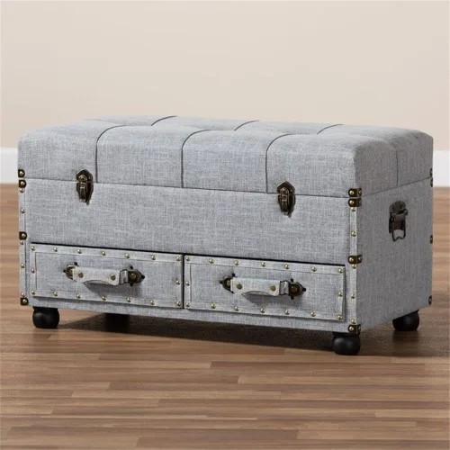 Miniatura 3 de BOWERY HILL Otomana tapizada gris con 2 cajones