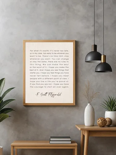Miniatura 7 de F Scott Fitzgerald Quotes - "For What It's Worth" - Imagen inspiradora de arte de pared, decoración de pared para sala de estar, decoración floral