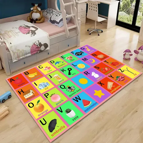 Miniatura 11 de Alfombras de área para niños, 3 x 4 pies, alfabeto, números y formas, alfombra de aprendizaje educativa para niños para sala de juegos, sala