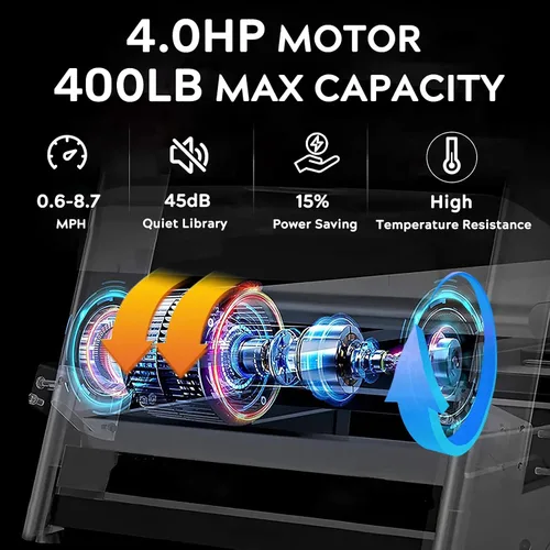 Miniatura 7 de Cintas de correr con inclinación automática para casa, correr en subida, grado comercial resistente, 4.0HP capacidad de peso de 400+lb, cintas