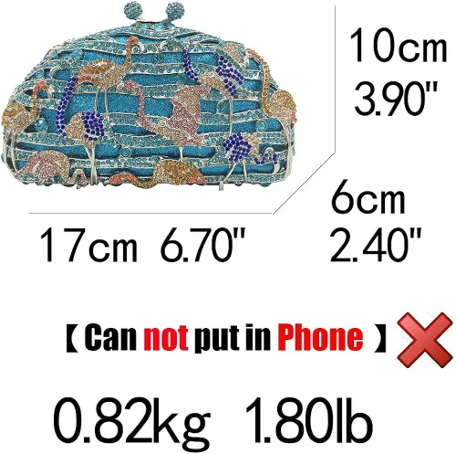 Miniatura 8 de Elegante flamenco embrague mujeres cristal noche monederos y bolsos lujo boda fiesta nupcial rhinestone bolsa