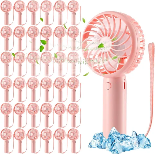 Miniatura 50 de Tujoe Mini ventilador de mano potente de 3 velocidades, ventilador personal pequeño portátil recargable con base USB para mujeres, maquillaje