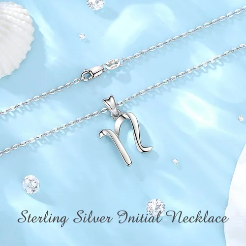 Miniatura 164 de EUDORA Collares de plata esterlina con inicial para mujer, regalos clásicos de 26 letras sin cuello para niñas, hermana, madre hija, cadena de 18