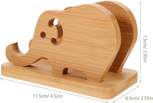 Miniatura 6 de UKCOCO Soporte de almohada de bambú de madera para teléfono Soporte de teléfono de elefante Soporte de teléfono Base de soporte de teléfono de bambú