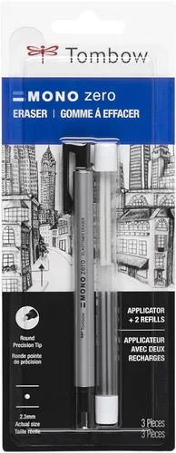 Paquete económico de borrador cero Tombow MONO, redondo, de 2.3 mm., Blanco