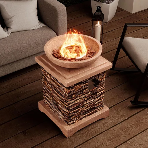 Miniatura 7 de SUNBURY Hoguera de Propano al Aire Libre, Hoguera de Gas para Patio Exterior, Mesa de Fuego al Aire Libre de Piedra, Columna de Fuego 40,000 BTU