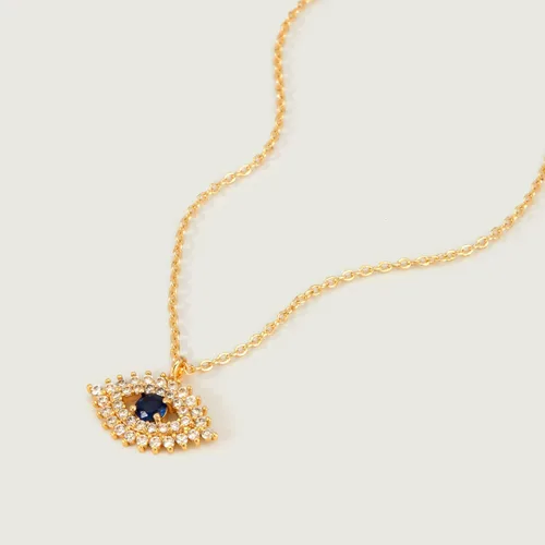 Miniatura 4 de MEVECCO Collar Delicado de Oro con Ojo Turco para Mujeres Chapado en Oro 18K Lindo Delicado Solitario Circonita Cúbica Boho Protección Ojo Turco