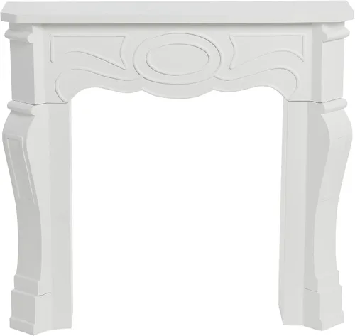 Miniatura 6 de Creative Co-Op Pequeña chimenea decorativa victoriana, blanca pintable plana Blanco