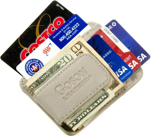 Miniatura 3 de Goson Cartera de cuero con clip para dinero para hombre, billetera de bolsillo frontal, tarjetero de crédito, cartera minimalista delgada