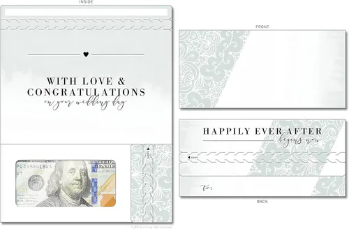 Miniatura 47 de Tarjeta de boda, con dos aperturas de tira para desgarrar, con ventana de plástico transparente que deja ver dinero, cheques o tarjetas de regalo