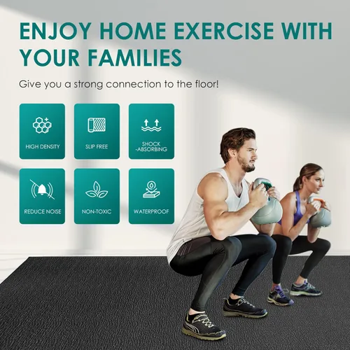 Miniatura 2 de Large Exercise Mat, 8' x 6'/8' x 4'/6' x 4' Extra Durable Workout Mats for Home Gym Flooring, High-Density Gym Mats Cardio Mat for Jump Rope, MMA