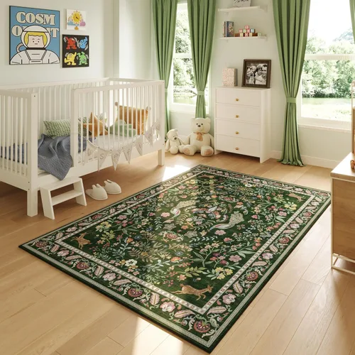 Miniatura 37 de Rugcomf Alfombra de pasillo lavable para cocina 2'6''x8' Alfombra de pasillo para entrada interior floral antideslizante alfombra suave para Azul