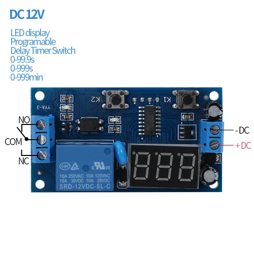 Miniatura 4 de Marhynchus Módulo de temporizador, salida de temporizador con pantalla LED digital, DC 12V, relé ajustable, bucle infinito, temporizadores para luces