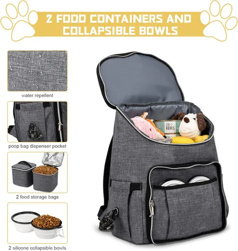 Miniatura 3 de BAGLHER Mochila de viaje para perros – Contenedor de comida desmontable para perros para suministros para mascotas, mochila de equipo para perros