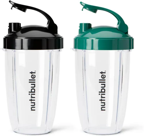 Miniatura 2 de nutribullet Vasos To-Go de 24 onzas y tapas abatibles de colores (negro/verde)