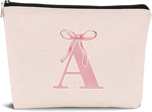 Miniatura 7 de Coquette - Bolsa de maquillaje con lazo, inicial K, regalos personalizados para chicas adolescentes, regalos con monograma lindos y modernos preppy