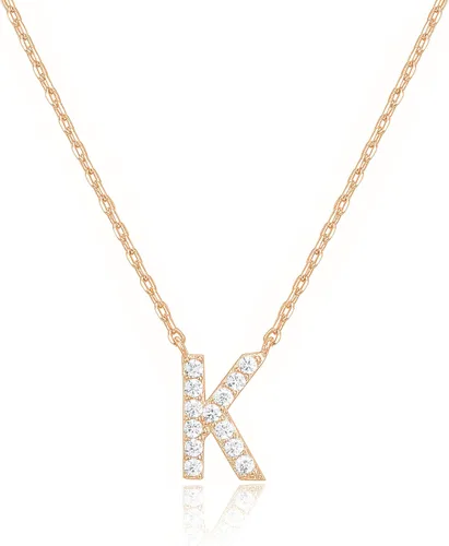 PAVOI 14K White Gold Plated Cubic Zirconia Initial Necklace | Letter Dainty Necklaces for Women