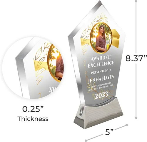 Miniatura 5 de Placa de vidrio personalizada de 8 1/2 pulgadas para premios y trofeos, premio personalizado para empleados del mes, regalos de jubilación