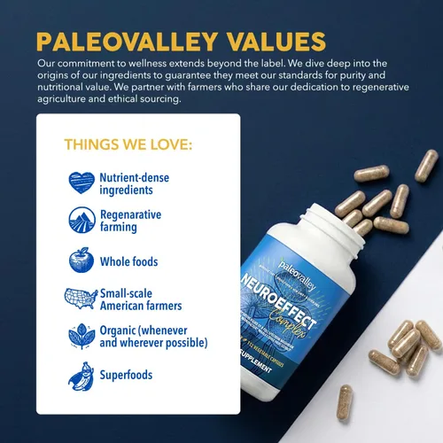 Miniatura 7 de Paleovalley NeuroEffect - Suplemento nutricional de café con hongos Neuro para concentración, memoria y apoyo energético - Suministro para 28 días