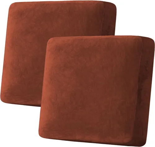 Miniatura 222 de H.VERSAILTEX - Funda de terciopelo elástica y afelpada para protección de cojines de sofá biplaza, silla o sofá, 2 piezas, tamaño grande, color gris