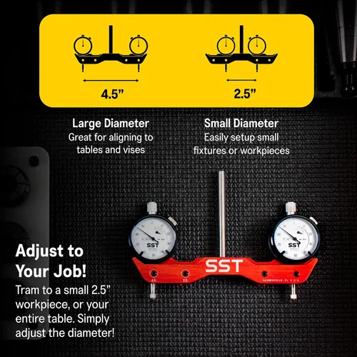 Miniatura 3 de SST - Sistema Mini de Tramado para Torno y Fresadora - Tramado, Alineación y Cuadrado para Calibración de Máquinas - Para Desalineación Angular