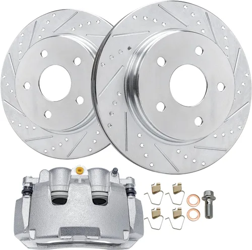 Miniatura 23 de Detroit Axle - Kit de freno delantero para Mercedes-Benz C350e GLC300 2016-2018, E300 2017, E350 2020-2022, frenos de disco perforados y ranurados