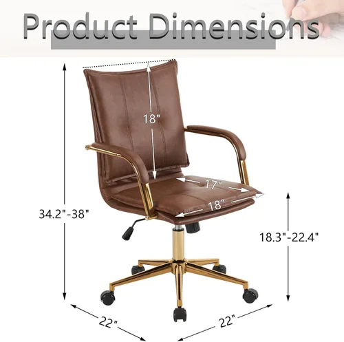 Miniatura 3 de Silla de escritorio de oficina sin brazos, silla de trabajo de piel sintética con ruedas giratorias de 360 grados, altura ajustable, función