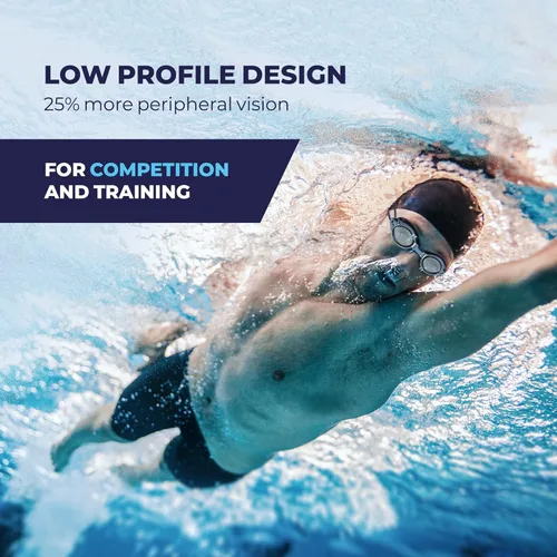 Miniatura 4 de Gafas de natación de carreras antivaho con correa elástica, estuche rígido y gafas de natación adicionales, paño de limpieza de microfibra Gris