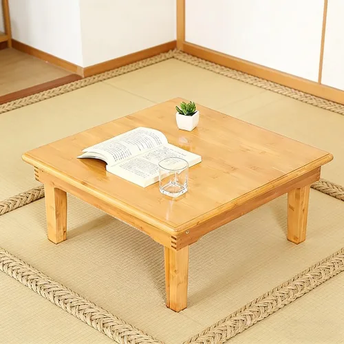 Miniatura 3 de Mesa plegable, mesa cuadrada de bambú para el hogar, escritorio de computadora, mesas bajas de bambú, mesa de comedor pequeña multifuncional, varios