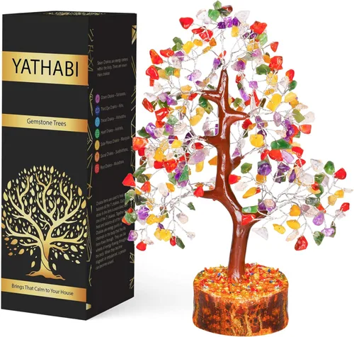 Miniatura 17 de YATHABI Escultura de gema de turmalina negra, árbol de cristal, decoración de Feng Shui, árbol de dinero de buena suerte